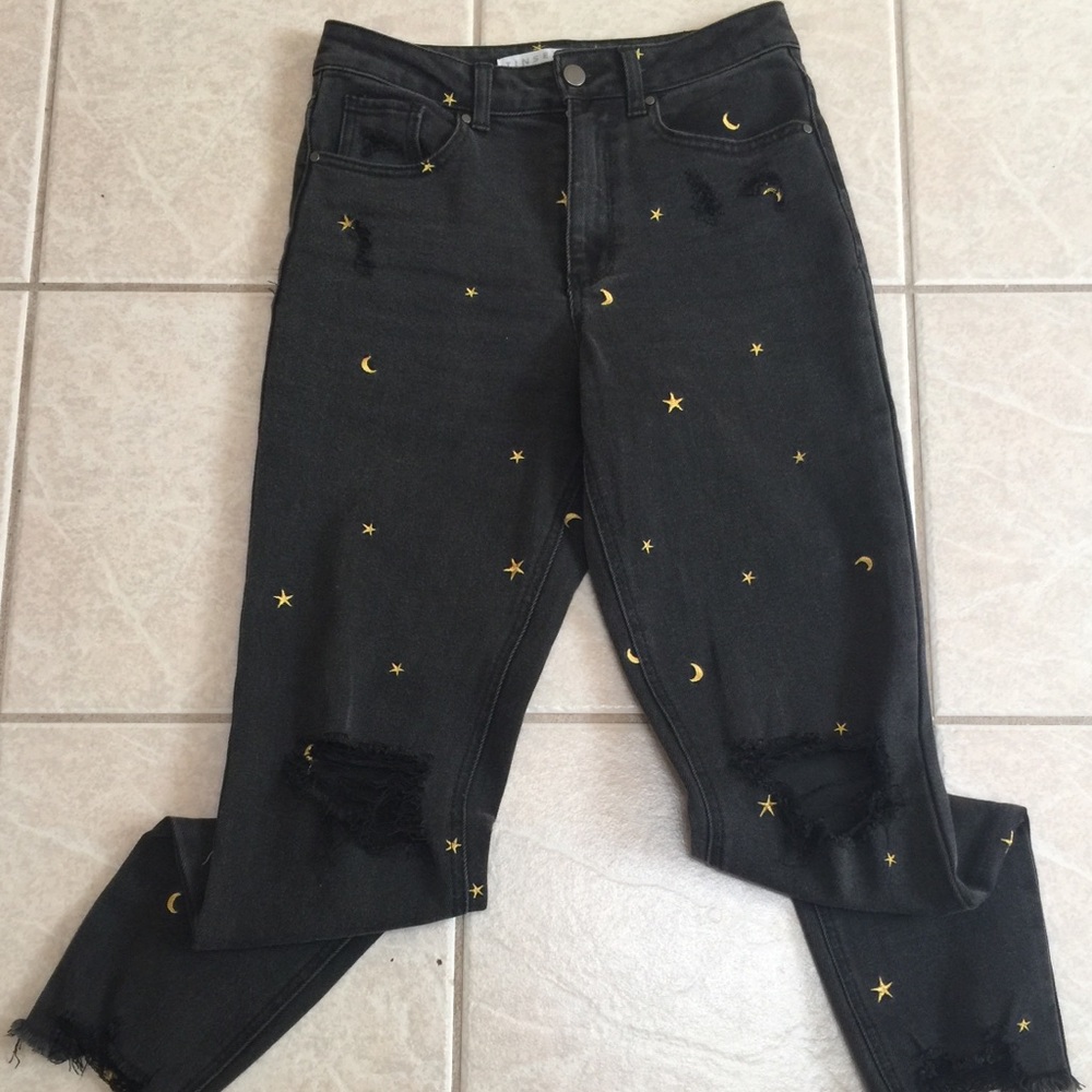 Tinseltown Moon Stars Dark Gray Jeans size 5